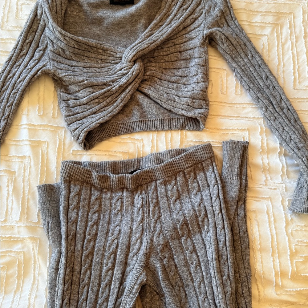 Gray Cable Knit Bottoms